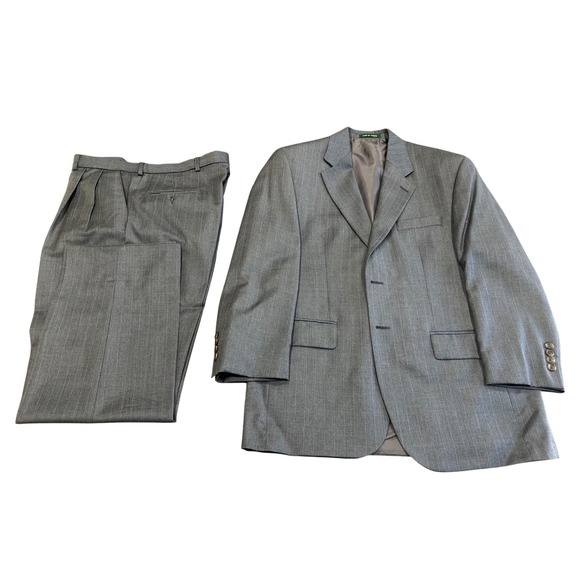 Lauren Ralph Lauren Mens Gray Pinstripe Wool Cashmere Suit 40S 2 Piece Canada